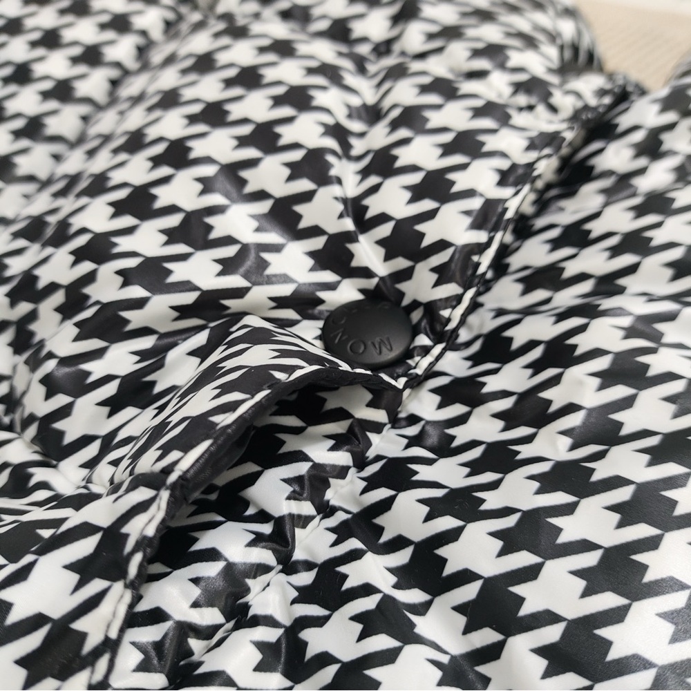Moncler Black-and-White Houndstooth Hooded Puffer - Picture 2 of 7
